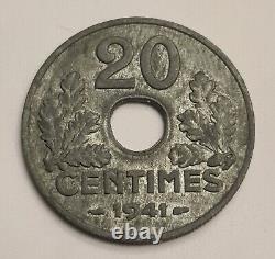 20 centimes Etat F151/3 français type 20 Grand Module Strie Large Tres Rare 3%