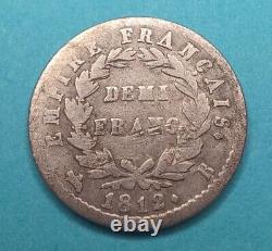 273 France 1/2 Demi franc 1812 B Napoléon I argent pièce de monnaie Très Rare