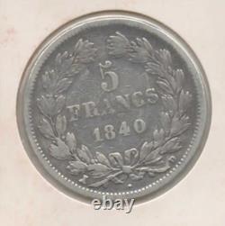 5 FRANCS LOUIS PHILIPPE 1840 D TOUR très rare