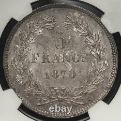 5 Francs Cérès sans légende 1870 Bordeaux NGC MS63 Plus Haut Grade très rare
