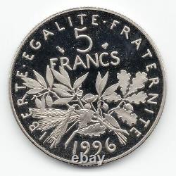 5 francs semeuse 1996 tranche Cannelée (striée) du coffret BE TRÈS RARE