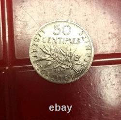 50 centimes de Franc Très RARE Argent Semeuse Année 1897 En SUP