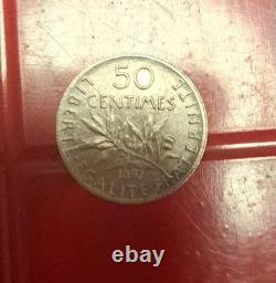 50 centimes de Franc Très RARE Argent Semeuse Année 1897 En SUP
