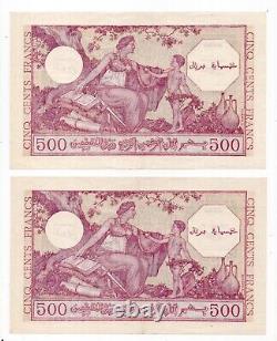 Algérie Algeria France 500 Francs 1944 2 Consécutives Très Rare