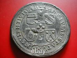 Amn. Lille Notre Dame De La Treille Tres Rare Et Grand Mereau En Etain 1613