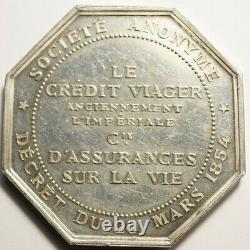 Assurances Tres Rare Jeton Argent Le Credit Viager 1854
