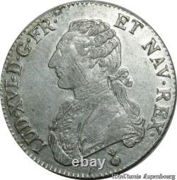 B1532 France Tres Rare Ecu Louis XVI 1791 AA Metz Argent Silver Superbe