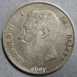 Belgique 1 Franc 1869 Variété O ouverts, Leopold II. Inédit, Très Rare