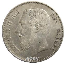 Belgique 1 Franc 1869 Variété O ouverts, Leopold II. Inédit, Très Rare