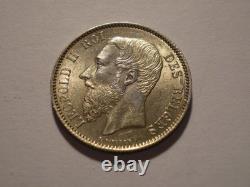 Belgique Léopold II 1881 50 centimes en argent. Très rare. 13saz31