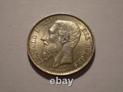 Belgique Léopold II 1881 50 centimes en argent. Très rare. 13saz31
