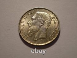 Belgique Léopold II 1881 50 centimes en argent. Très rare. 13saz31