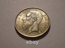 Belgique Léopold II 1881 50 centimes en argent. Très rare. 13saz31