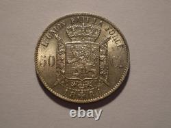 Belgique Léopold II 1881 50 centimes en argent. Très rare. 13saz31