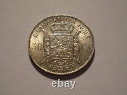 Belgique Léopold II 1881 50 centimes en argent. Très rare. 13saz31