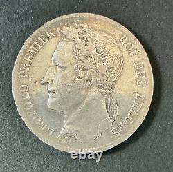 Belgique Léopold Ier Très Rare Monnaie de 5 Francs 1834 Argent Pos. A