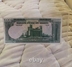 Billet 1000 franc specimen perfor de banque maroc très rare