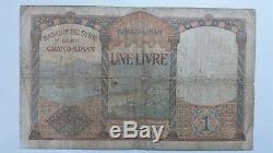 Billet Banknote Bill 1 Livre Banque de Syrie surcharge LIBAN 1939 très rare WW2