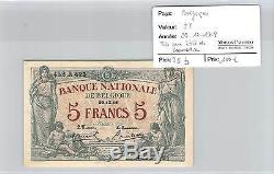Billet Belgique 5 F Francs 29.12.1918 Tres Rare Etat De Conservation