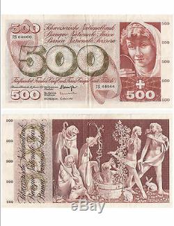Billet banque SUISSE SWITZERLAND SWISS SCHWEIZ 500 Frs 24-01-1972 trés rare VF