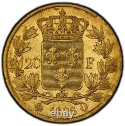 Charles X 20 Francs or 1826 Perpignan PCGS XF45 Très bel exemplaire rare