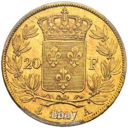 Charles X 20 Francs or 1827 paris Splendide PCGS MS63 Très rare Qualité