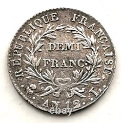 DEMI FRANC. NAPOLEON I AN 12 L BAYONNE Très rare R2