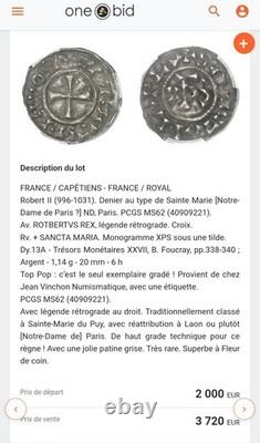 Denier Au Type De Sainte Marie Robert II Légende Rétrograde À L'avers Très Rare