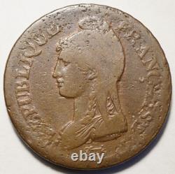 Directoire Tres Rare Decime De Dupre An 7bb Strasbourg, 7/5, Bb/a, Gerbe/corne