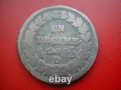 Directoire Tres Rare Un Decime An 7 D Lyon En Metal De Cloche Inedit