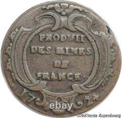 E0384 Très Rare 16 Deniers Louis XV mines France 1724 Pau Faire offre