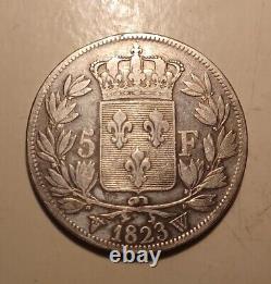 ECU DE 5 FRANCS DE LOUIS XVIII Très Rare 1823 W