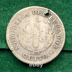 ÉQUATEUR 2 Reales 1840 MV, argent TRES RARE