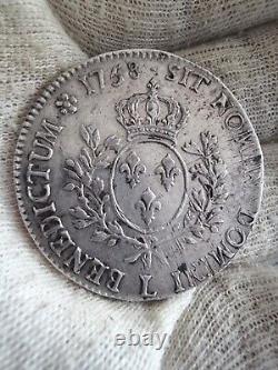 Ecu Au Bandeau 1758 L Bayonne Louis XV Tres Rare R4