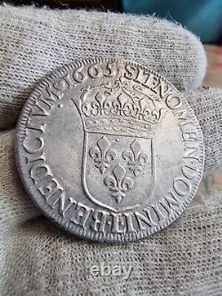 Ecu Au Buste Juvénile 1665 L Bayonne Louis XIV Rare R3 et Tres Jolie