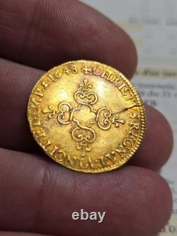 Écu D'or 1648 48/47 X Amiens Louis XIV Très Rare