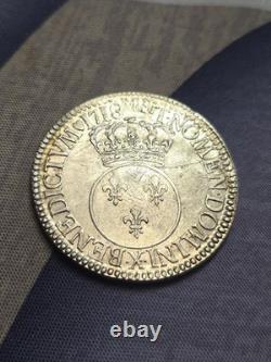 Écu Vertugadin 1718 X Amiens Louis XV Superbe Très Rare R4