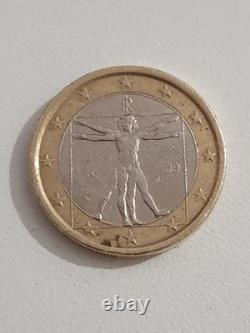 Erreur! Pièce de 1 euro, 2009, Italie. Très rare. Unique. Piece avec defaut