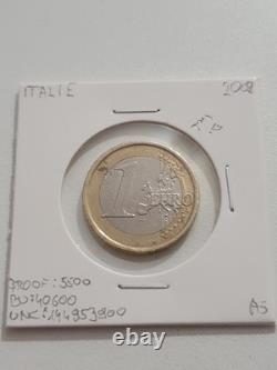 Erreur! Pièce de 1 euro, 2009, Italie. Très rare. Unique. Piece avec defaut