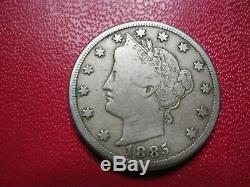 Etats Unis. U. S. A. Très très rare 5 cents 1885. Nickel. Tête de la liberté