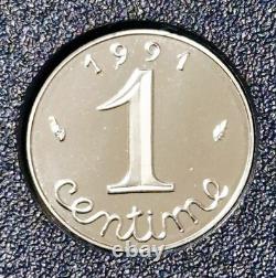 FRANCE Très Rare et FDC 1 centime 1991 épi inox du coffret BE MDP envoi LR2