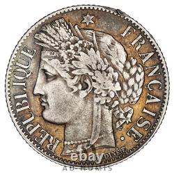 France 1 franc Cérès 1850 BB argent différent Abeille TTB Strasbourg TRES RARE