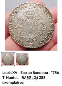 France / Monnaie Royale / Collection Très Rare Écu 1756 T Louis XV En Argent