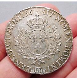 France / Monnaie Royale / Collection Très Rare Écu 1756 T Louis XV En Argent