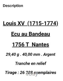 France / Monnaie Royale / Collection Très Rare Écu 1756 T Louis XV En Argent