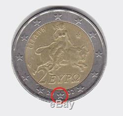 GRECE 2002 pièce 2 euros TRÈS RARE. Frappée en Finlande