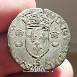 Henri II Douzain aux croissants 1555 Troyes très rare R3