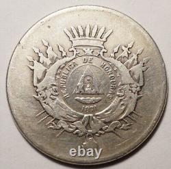 Honduras Tres Rare 50 Centavos Argent 1871