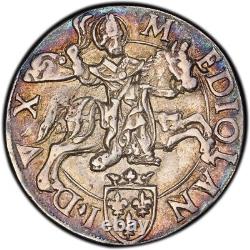 ITALIE Duché de Milan Louis XII Teston d'argent Superbe patine très rare Toned