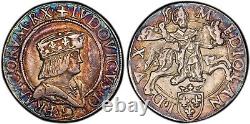 ITALIE Duché de Milan Louis XII Teston d'argent Superbe patine très rare Toned